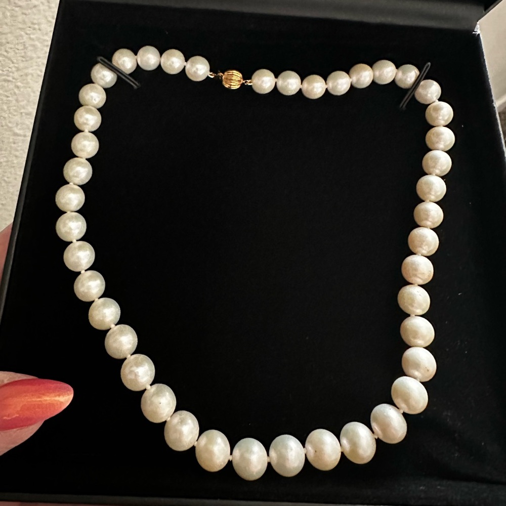 Belle de Mer Opaque Cultured Pearl Strand Necklace 18” 14k ball clasp